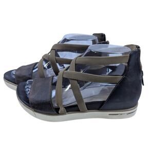 Eileen Fisher Leather Gladiator Sneaker Sandal Womens 7.5 Open Toe Rear Zip